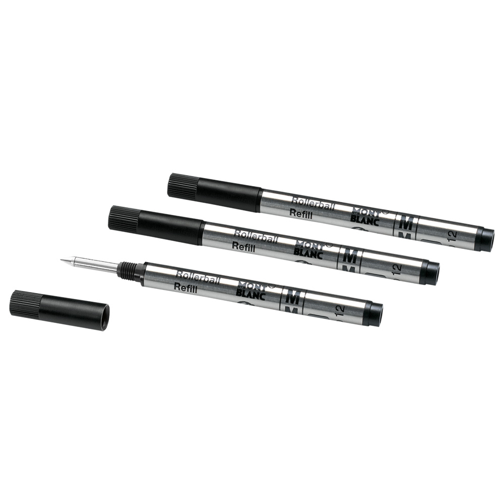 3 Rollerball Refills (M) Montblanc Small, Mystery Black