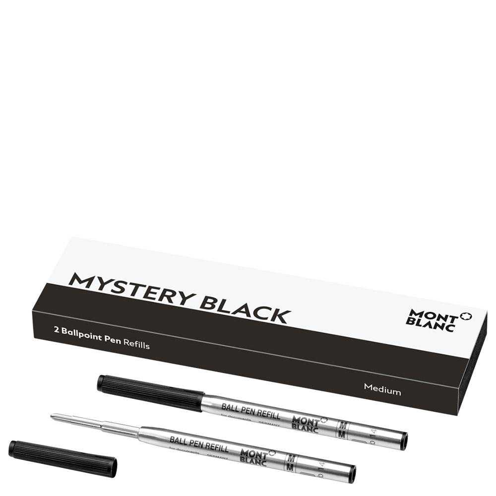 2 Refills Montblanc Ballpoint Pen Medium, Mystery Black