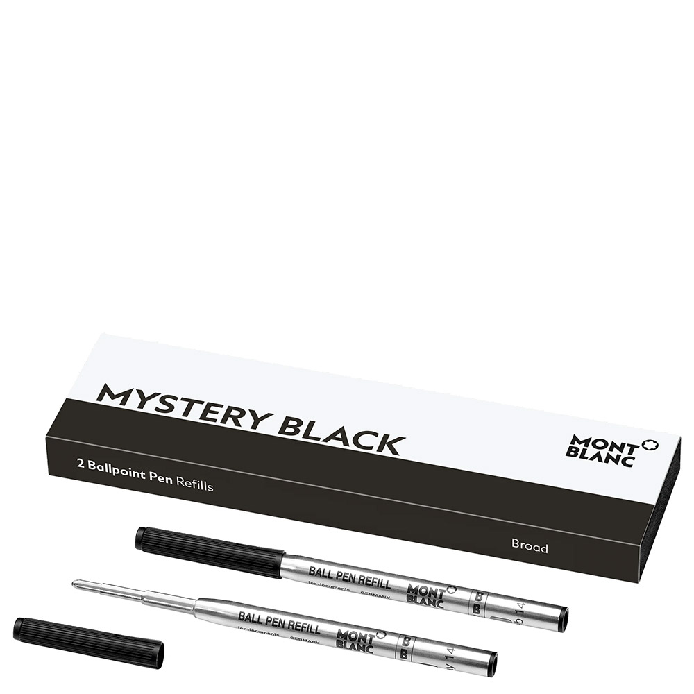 2 Refills Montblanc Ballpoint Pen Broad, Mystery Black