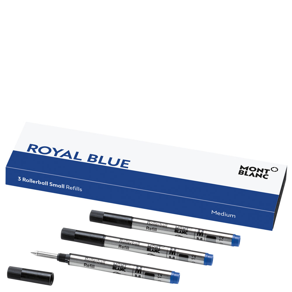 3 Rollerball Refills (M) Montblanc Small, Royal Blue